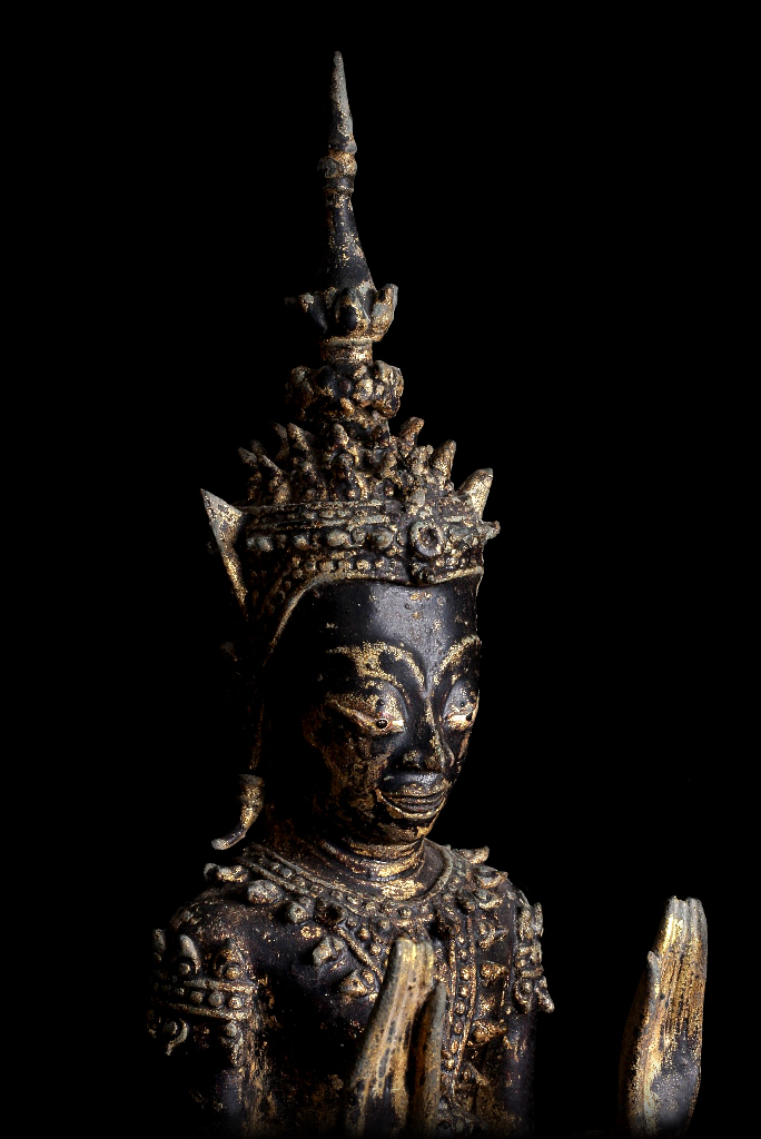 Extremely Rare Late 18C Standing Ayuttaya Thai Buddha # CH071